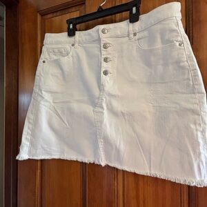 LOFT White Denim Skirt button fly size 14
